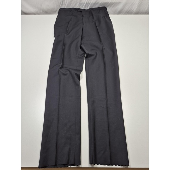 VTG Burberry London Dress Pants Mens 38x36 Black Wool Pleated Unhemmed NWT USA